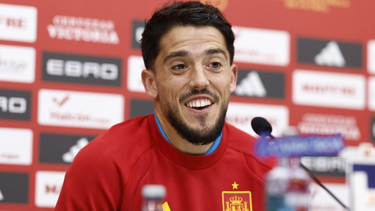 Pablo Fornals durante la rueda de prensa ofrecida este miércoles en la Ciudad Deportiva de Las Rozas.