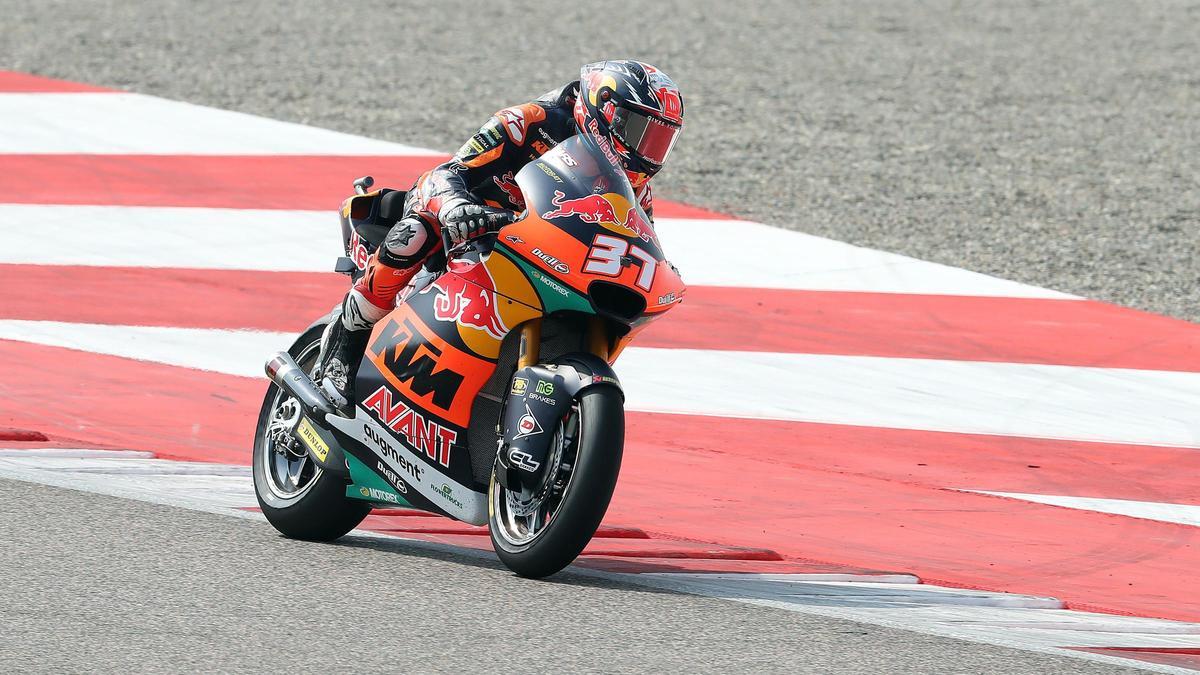 Pedro Acosta, rodando en solitario en el Gran Premio de la India