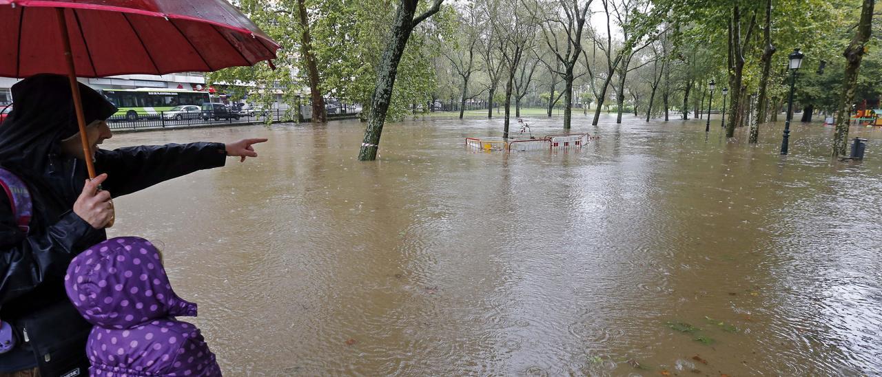Inundación del Parque de Castrelos por la crecida del Río Lagares en 2014