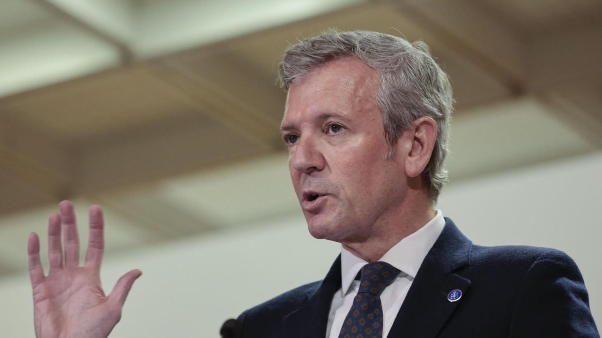 El presidente de la Xunta, Alfonso Rueda, este lunes en rueda de prensa