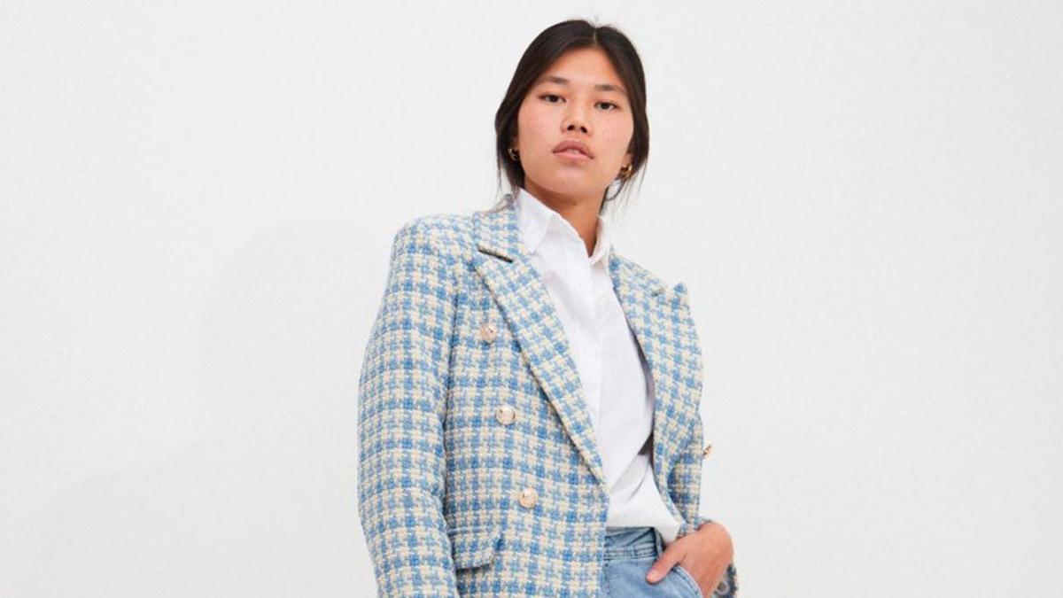 Azul y vichy: esta blazer de Mulaya será tu segunda piel - Cuore