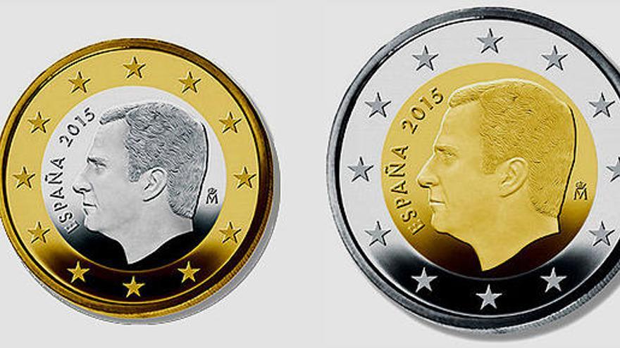 Las monedas de uno y dos euros de Felipe VI.