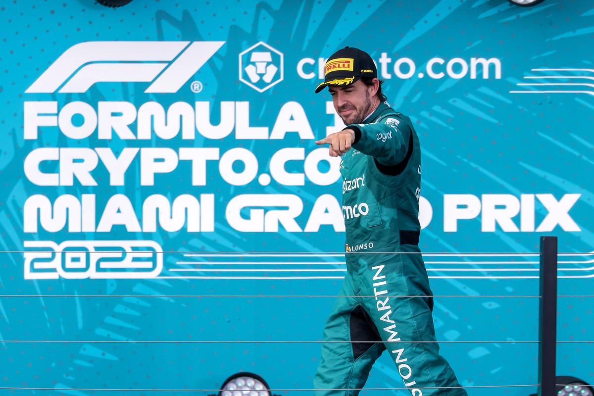 El piloto español Fernando Alonso (Aston Martin), durante el pasado GP de Miami.
