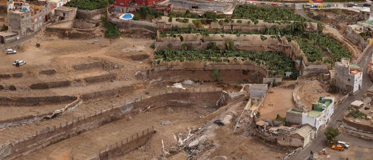 Vista aérea de la zona en la que se ejecutará la unidad de actuación urbanística del casco histórico de Gáldar.