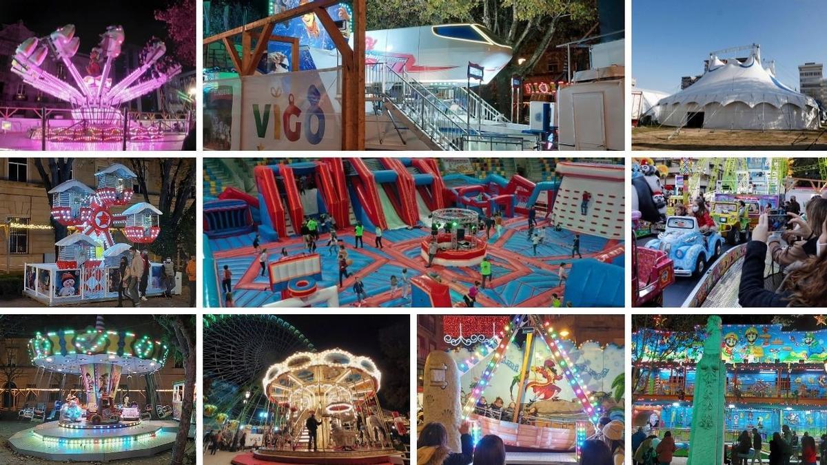 Varias de las atracciones de la Navidad en Vigo 2021.