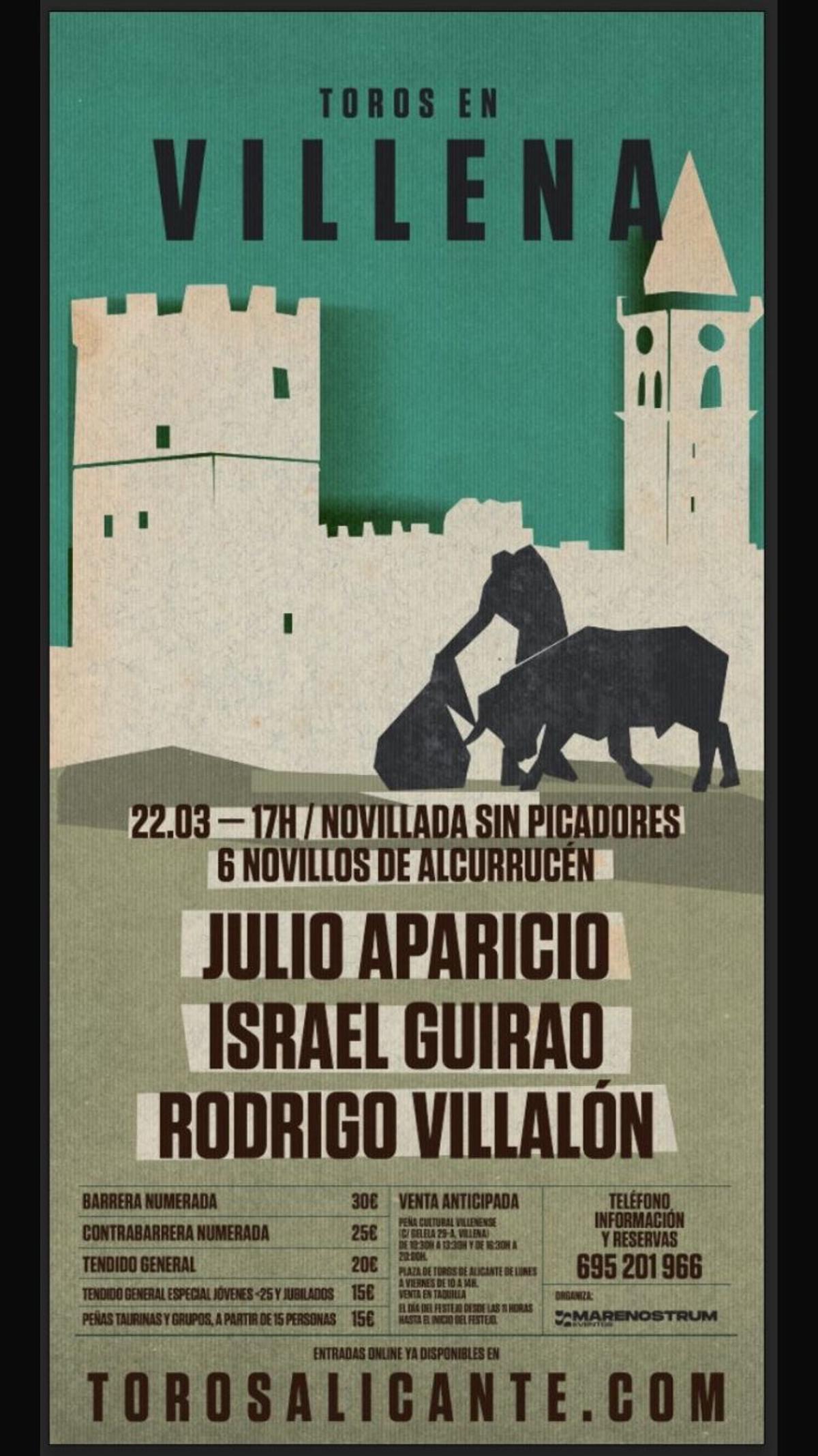 Cartel de la novillada de Villena
