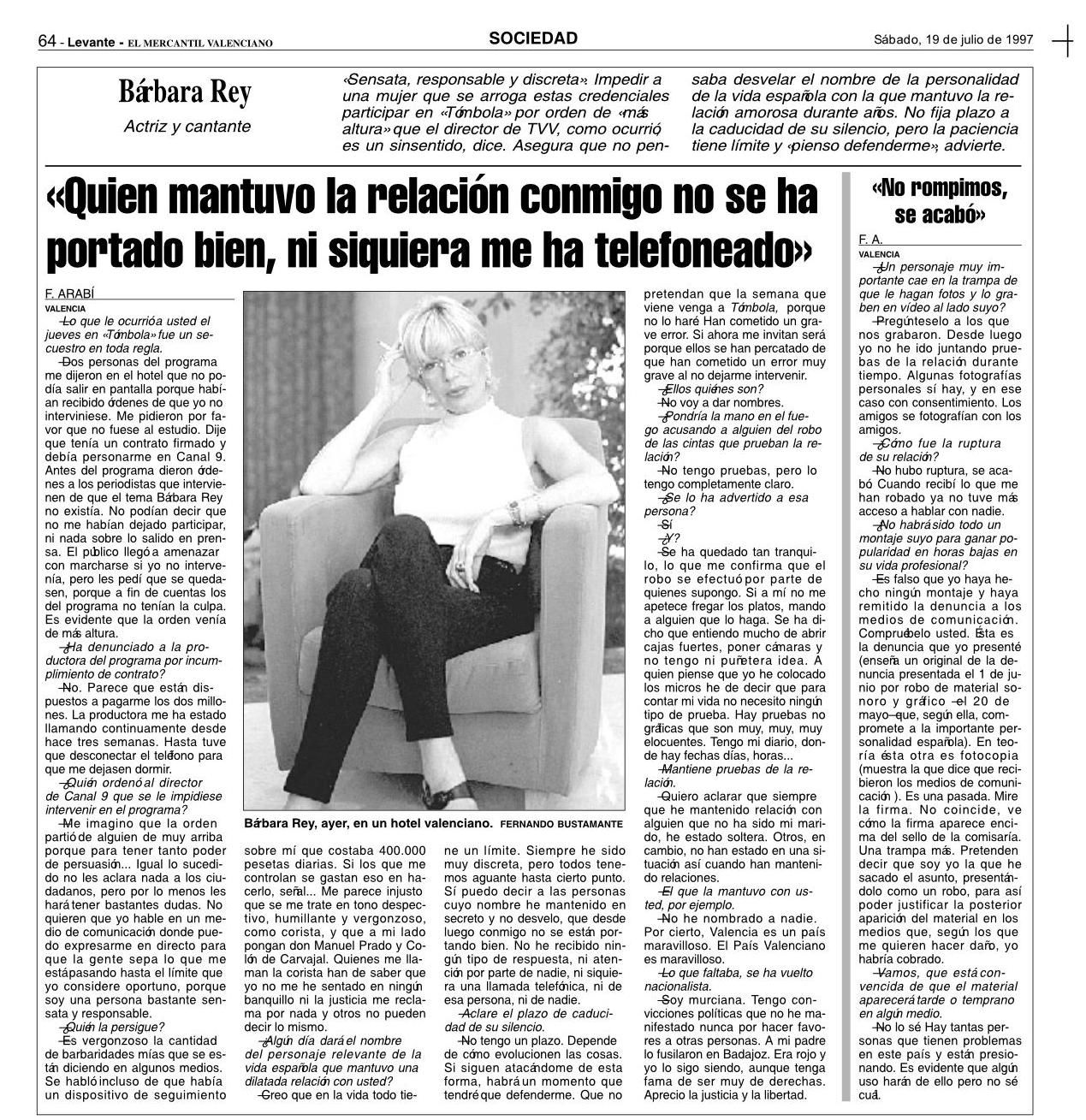 Archivo de la entrevista publicada en 1997 por Levante-EMV.