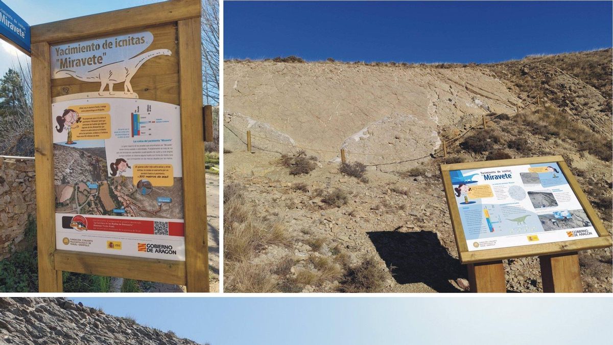 Adecuación museográfica y trabajos de la Fundación Dinópolis en un yacimiento de icnitas en Miravete de la Sierra (Teruel).