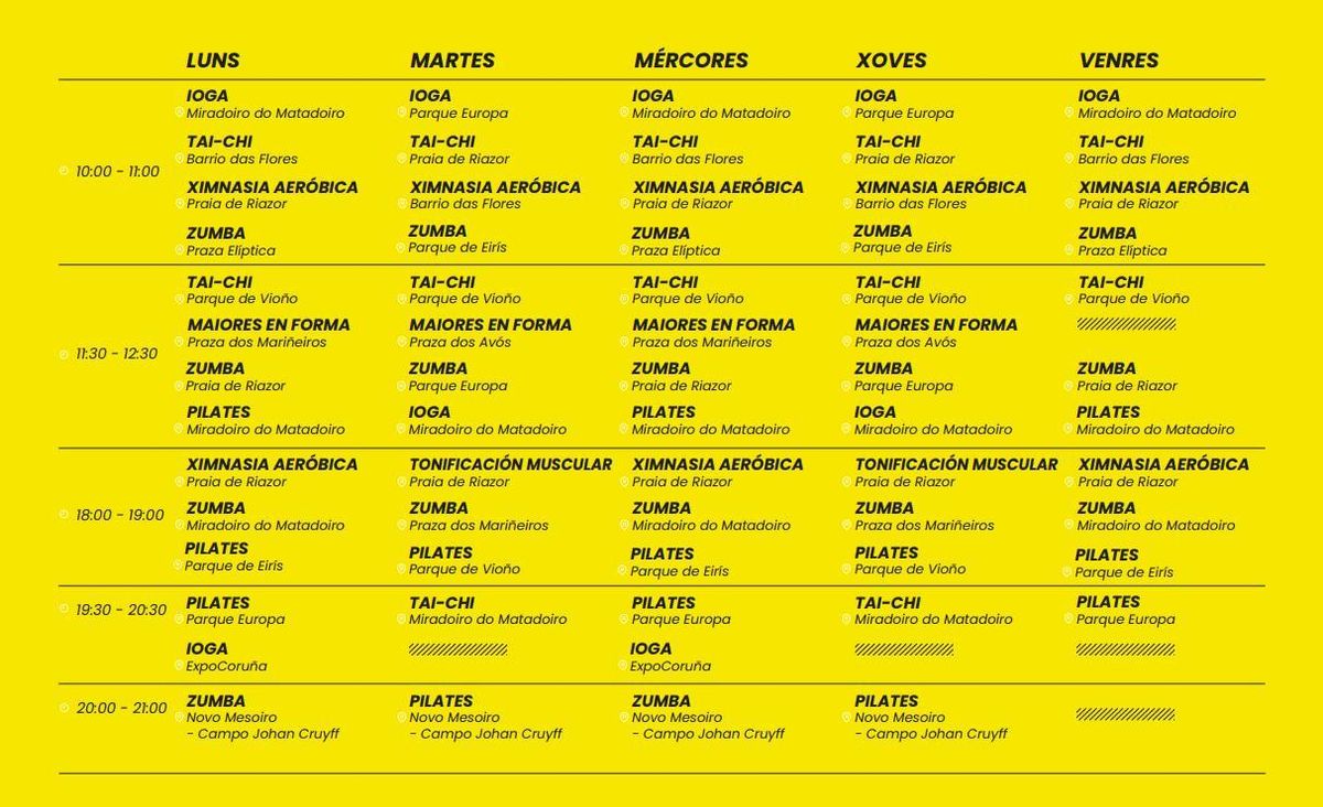 Horarios de Coruña en Forma