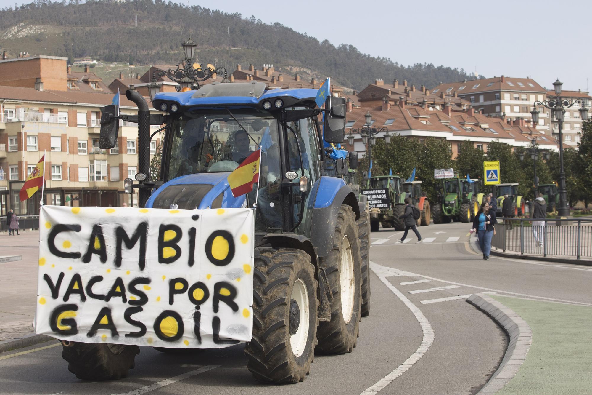 EN IMÁGENES: Los transportistas inundan las calles de Oviedo de camiones para visibilizar su protesta