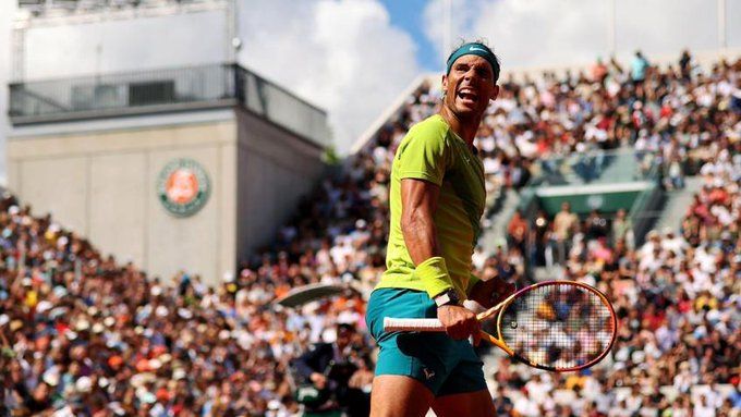 Nadal celebra un punto.