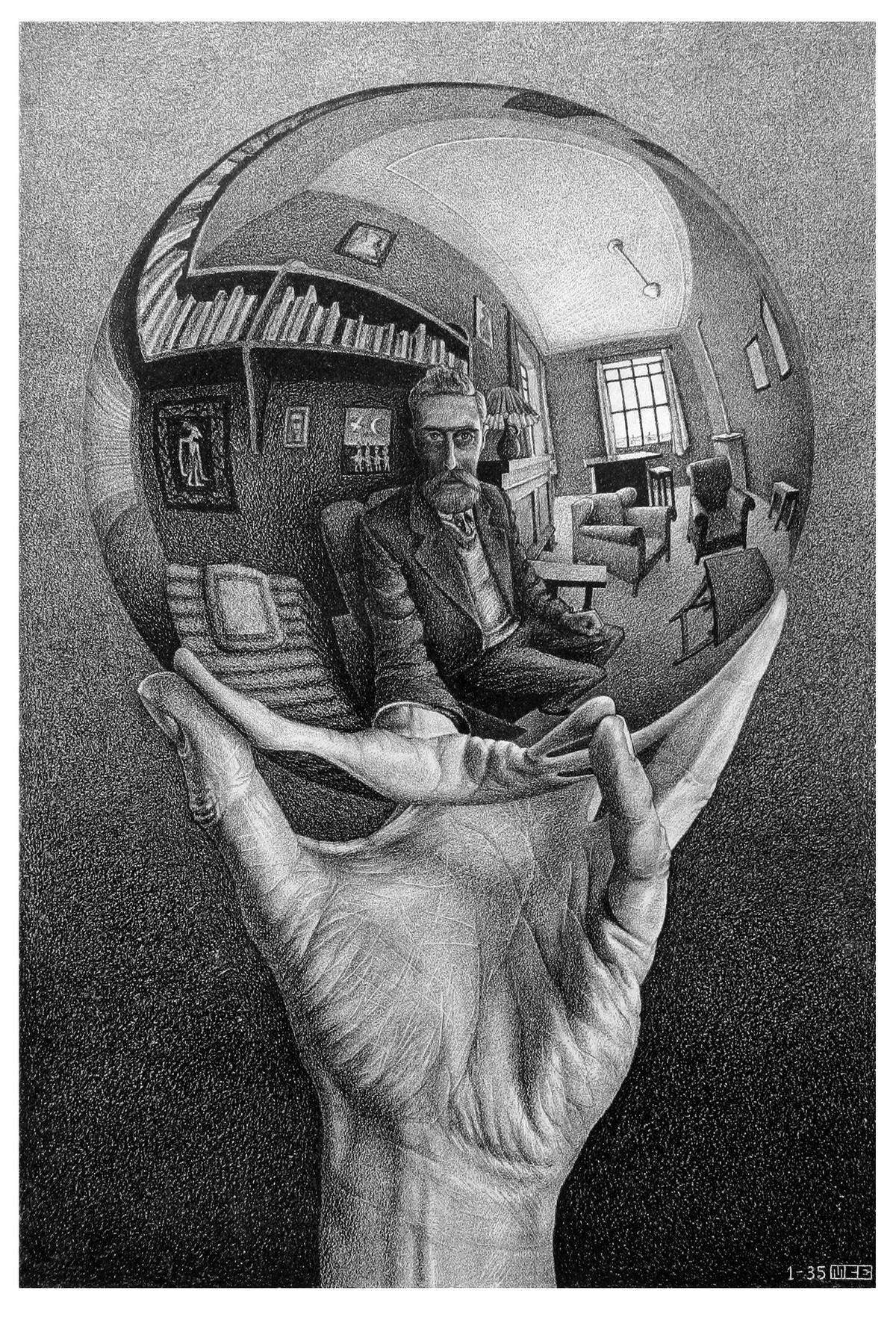 'Mano con esfera reflectante' (1935), de Escher.