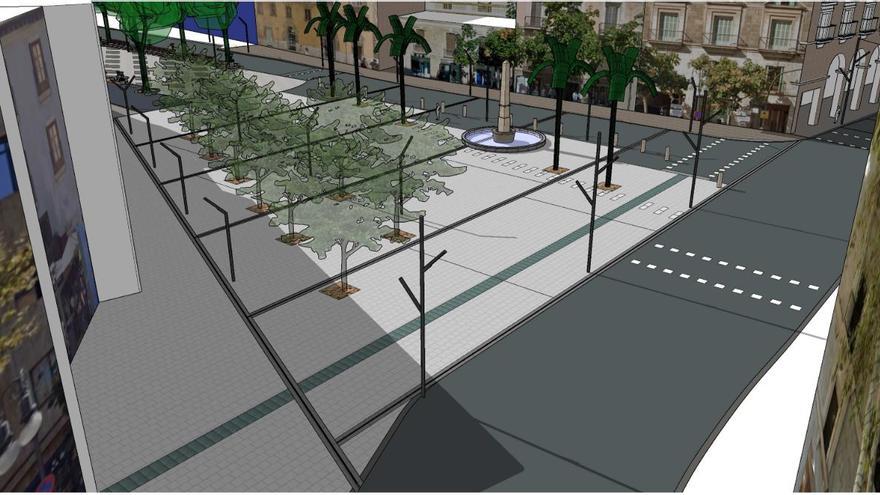 La reforma de la plaza de las Tortugas eliminará los bancos y jardineras que rodean a la fuente