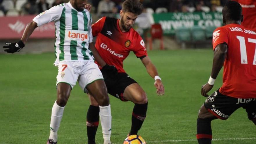 Company presiona al jugador del Córdoba Bergdich durante el duelo del pasado viernes.