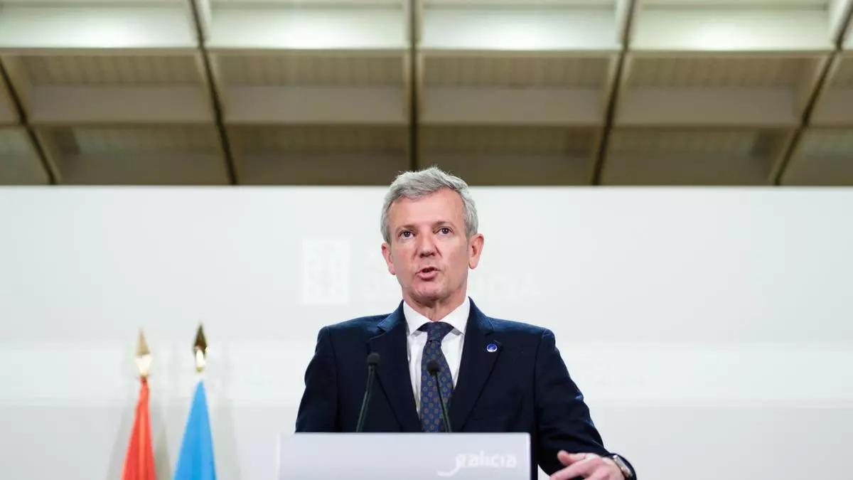 Alfonso Rueda, este lunes, en la rueda de prensa posterior al Consello.