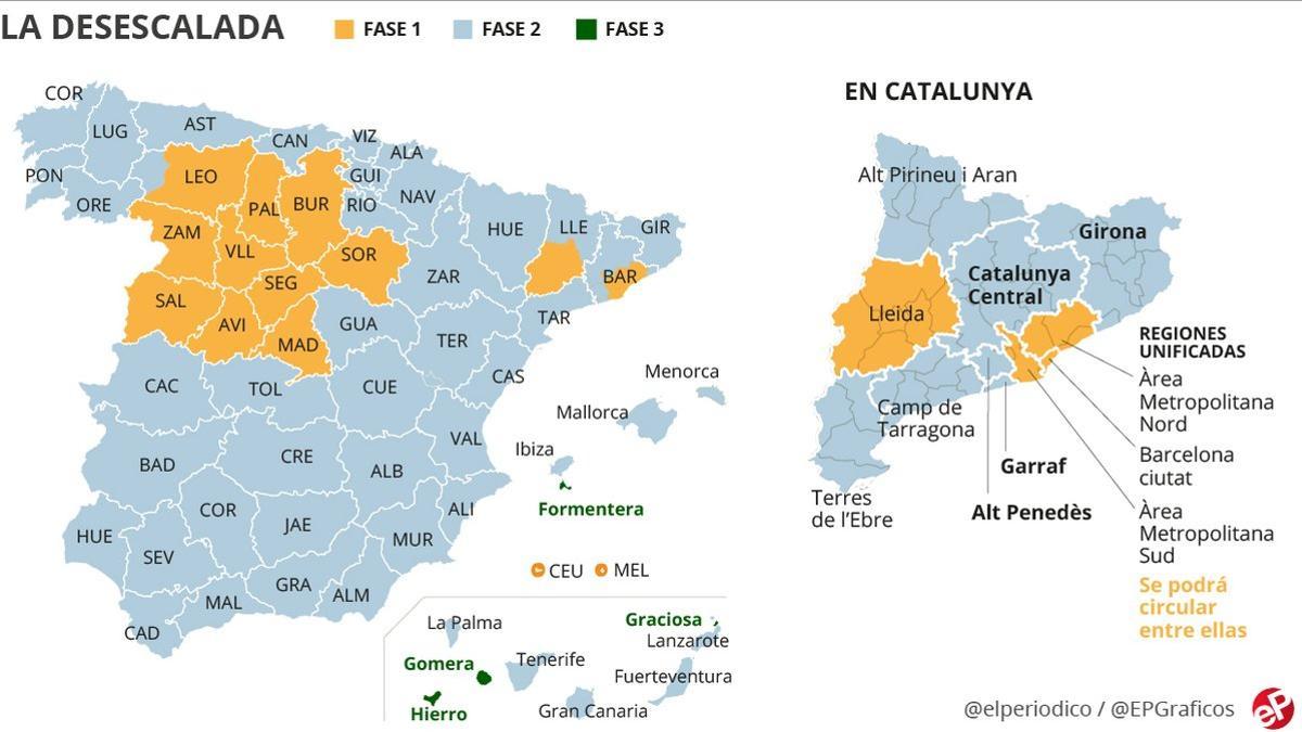 Mapa de las Fases el 1 de junio