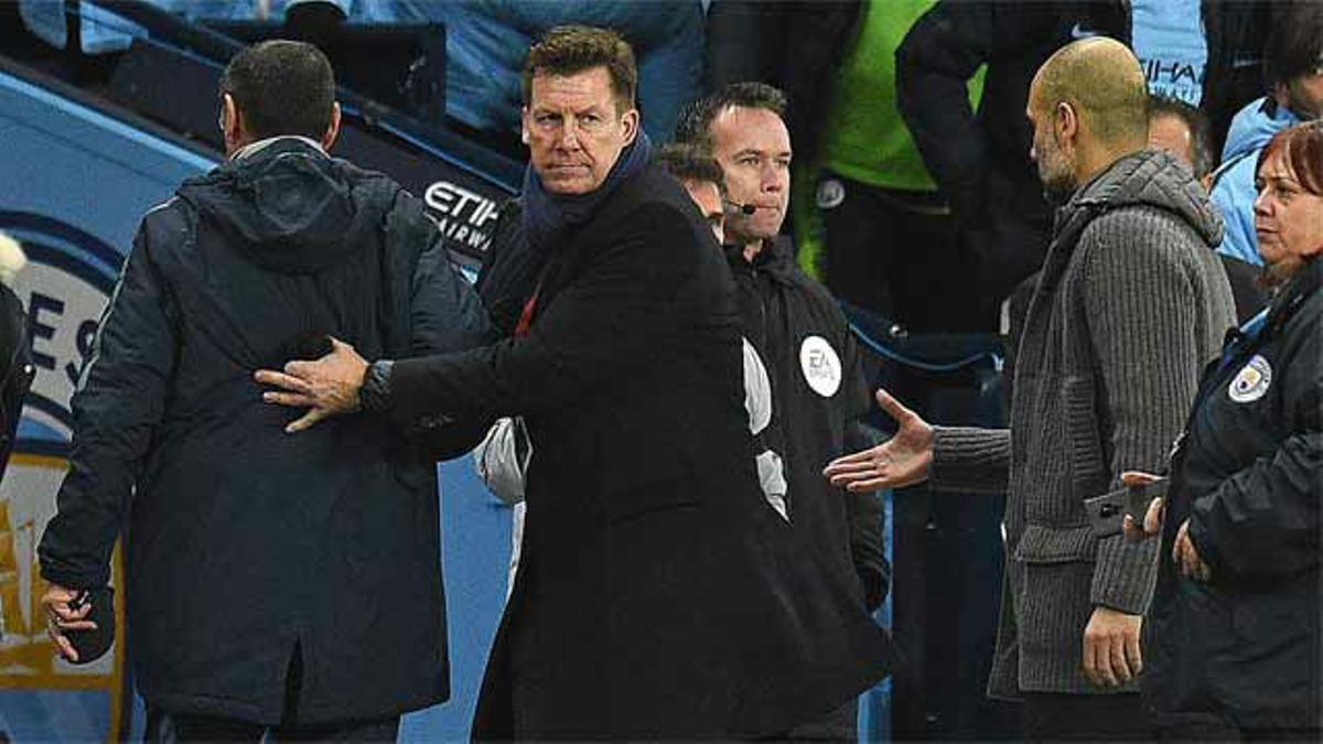 Guardiola, tras el no saludo de Sarri: "No hay problema, no me ha visto"