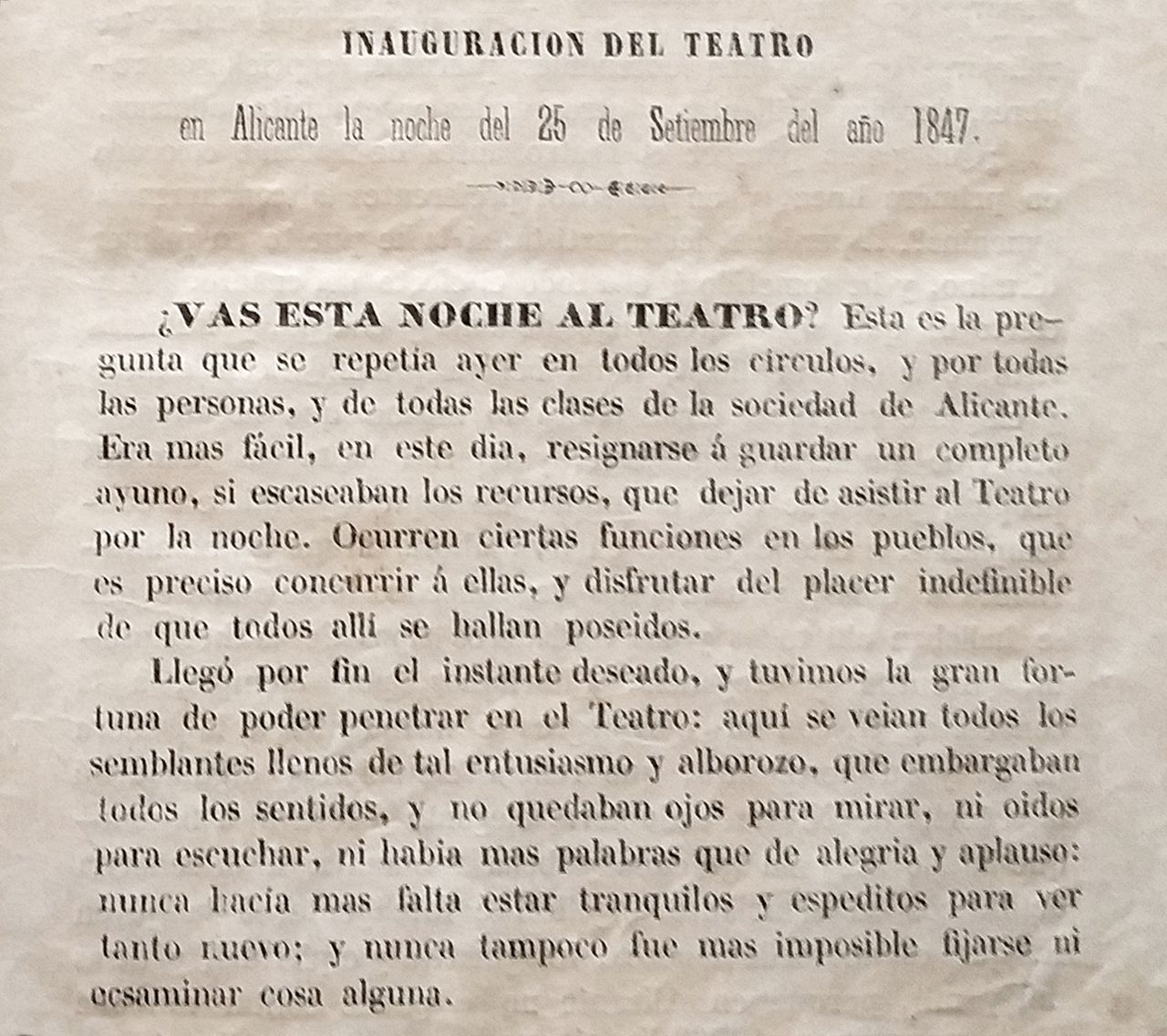 Fragmento de La Revista del Teatro del día de la inauguración.