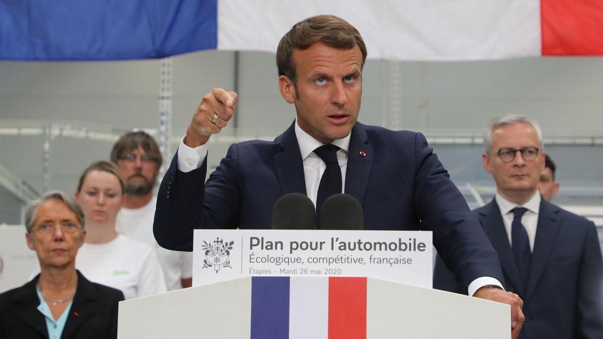 El PIB francés caerá un 20% entre abril y junio. En la foto, el presidente francés, Emmanuel Macron.