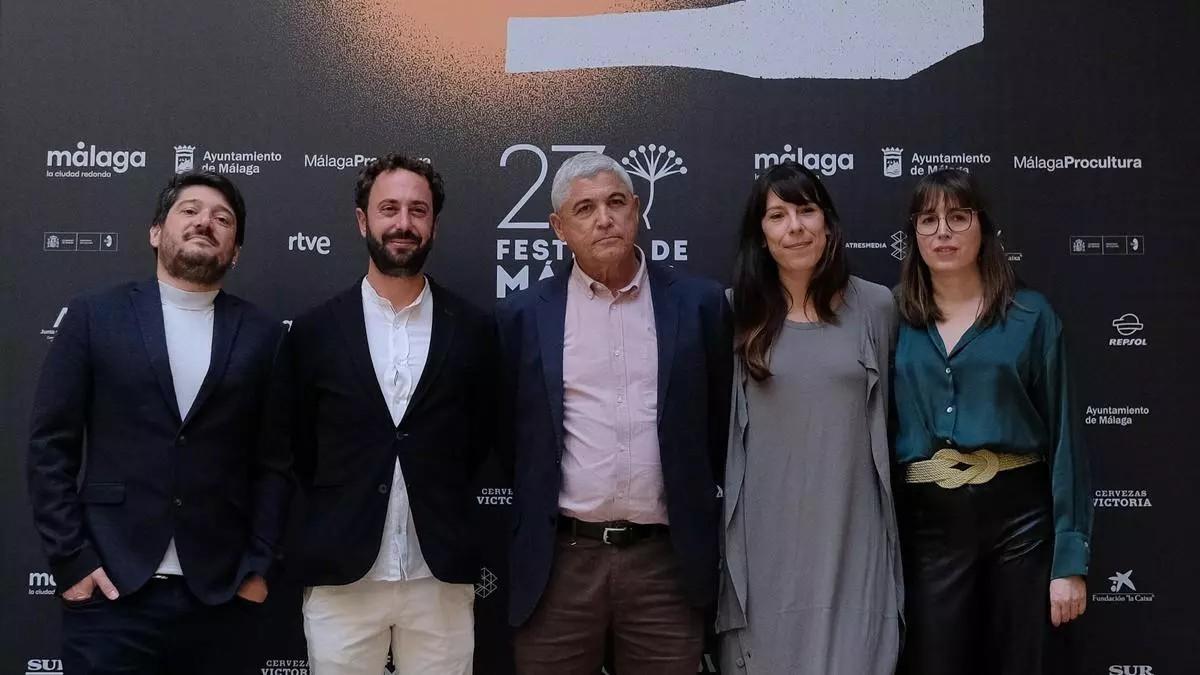 El equipo de 'Lucía en la telaraña', este sábado en el Rectorado de la Universidad de Málaga