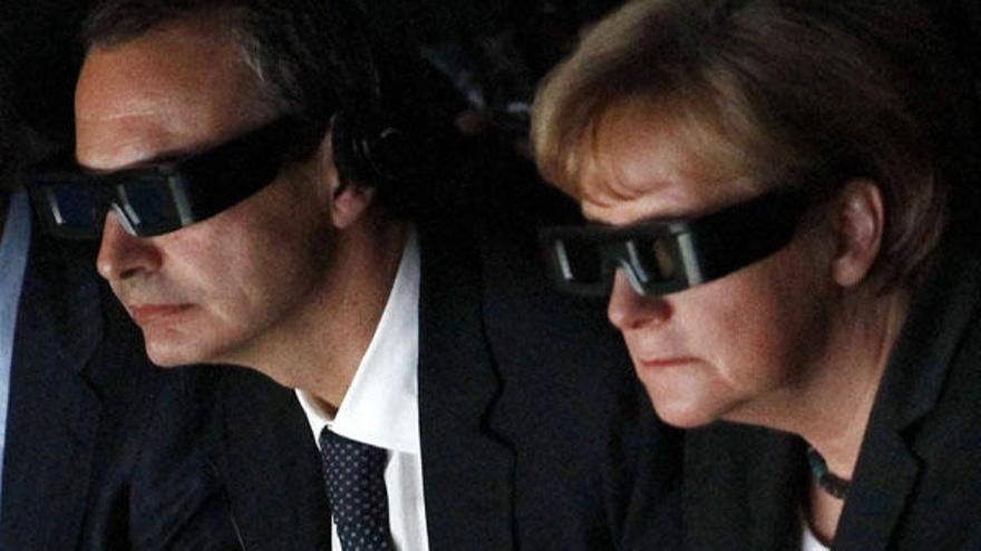 Zapatero y Merkel, en 3D