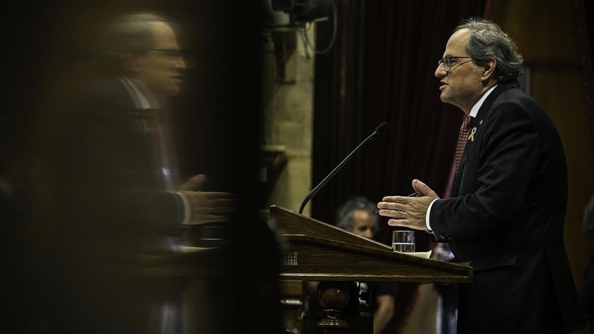 El 'president' Torra, en el Parlament.