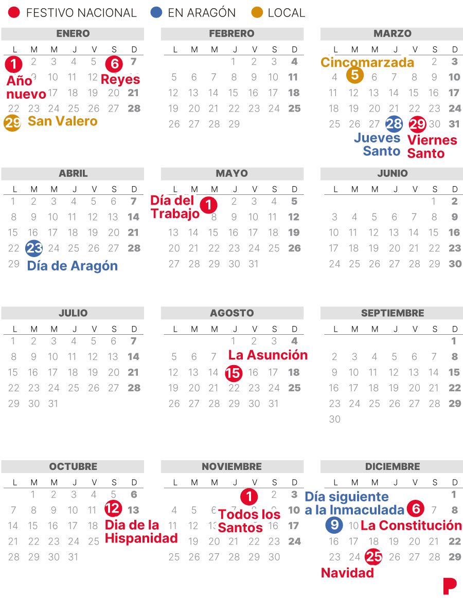 Calendario Laboral Zaragoza 2024