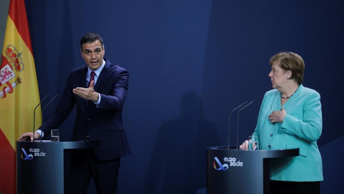 Angela Merkel y Pedro Sanchez en su encuentro de Berlin