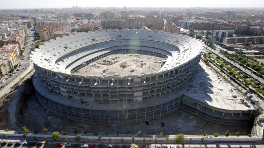 Estado actual de las obras de Mestalla, paradas desde febrero de 2009.