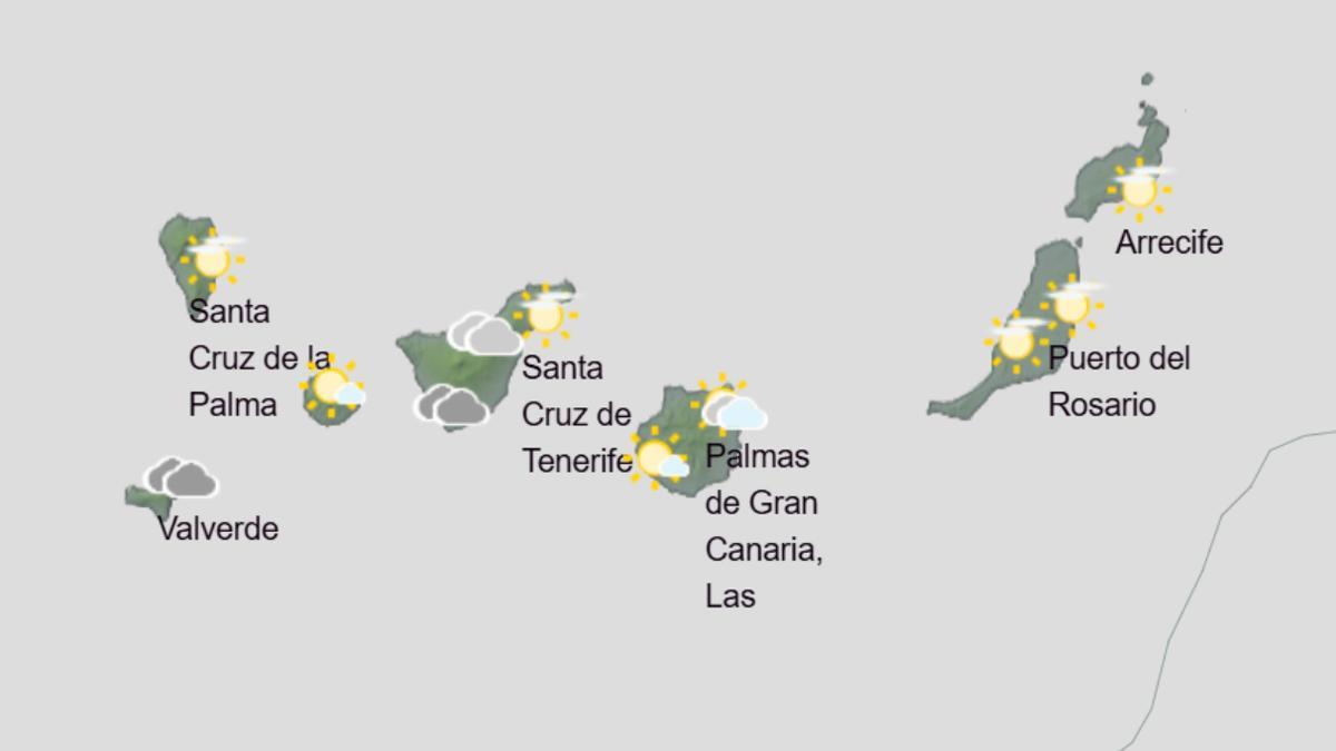 Pronóstico de la Aemet en Canarias para las 10.00 horas del miércoles 15 de octubre de 2025