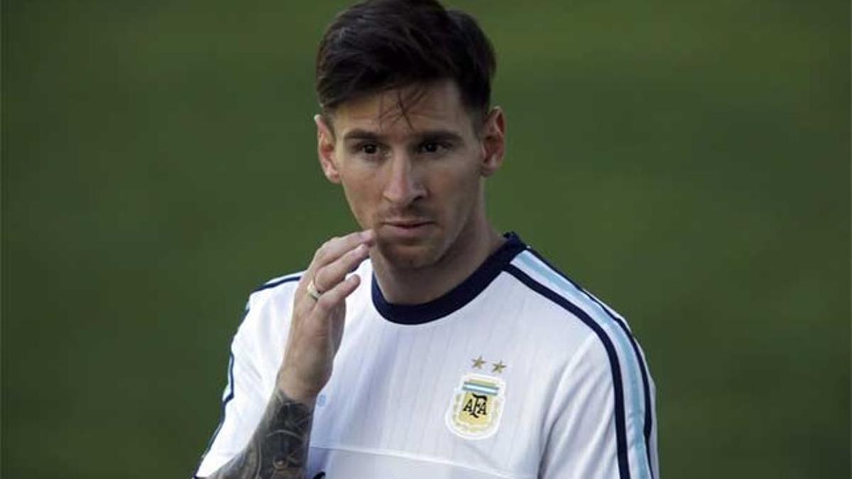 Leo Messi durante un entrenamiento con la selección argentina