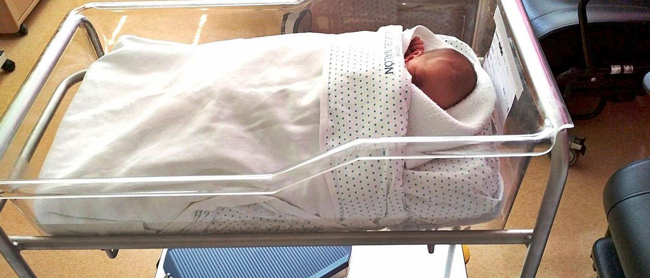 Una niña recién nacida en el Hospital Valle del Nalón.