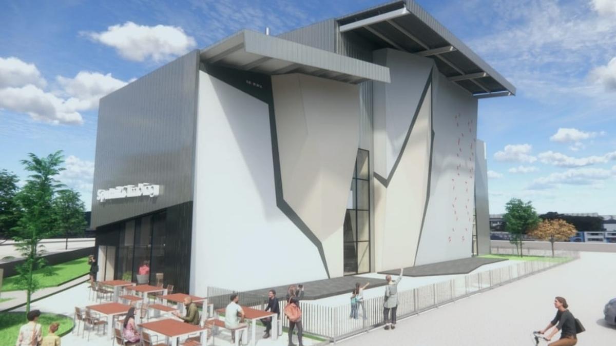 Recreación del exterior del futuro centro de escalada, en una infografía de la promotora.
