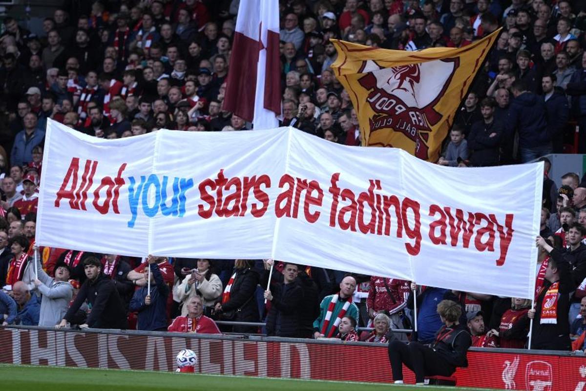 Una de las pancartas vistas en Anfield