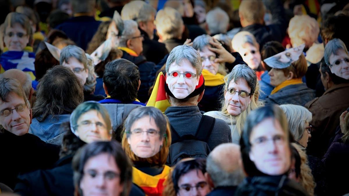 Manifestación de la ANC en el Passeig Lluís Companys de Barcelona, el pasado martes