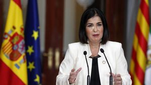 MADRID, 26/10/2020.- La ministra de Política Territorial y Función Pública, Carolina Darias, durante la rueda de prensa posterior a la Conferencia de presidentes autonómicos celebrada este lunes en Madrid donde se ha analizado el reparto de los fondos europeos de reconstrucción. EFE/Chema Moya POOL