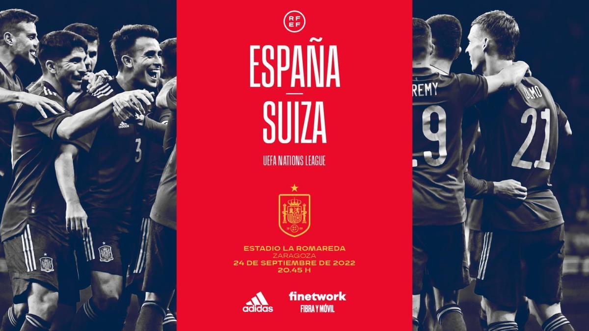 Cartel promocional del España - Suiza en La Romareda