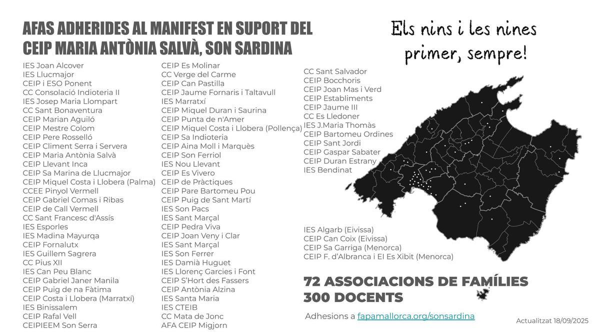 Mapa de las adhesiones al manifiesto de FAPA por el caso Roldán