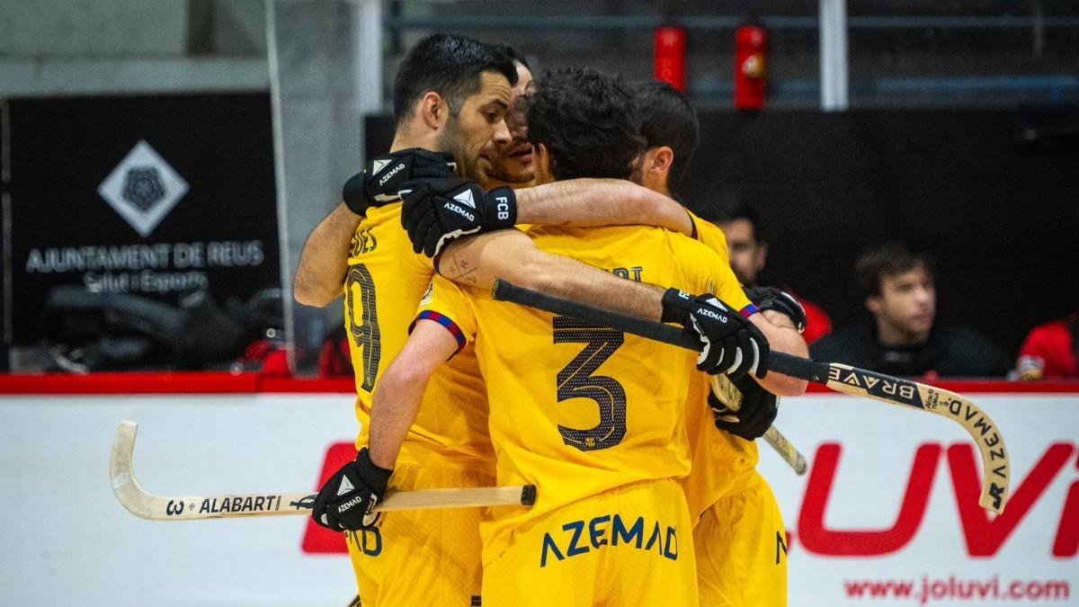 Los jugadores del Barça celebran un gol