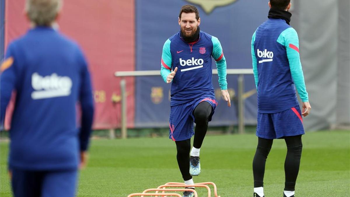Messi, en una sesión física del FC Barcelona