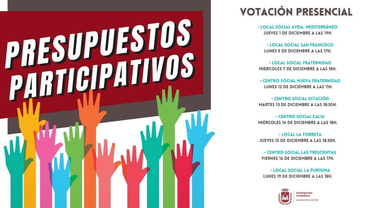 Votación presencial de los Presupuestos Participativos de Elda.