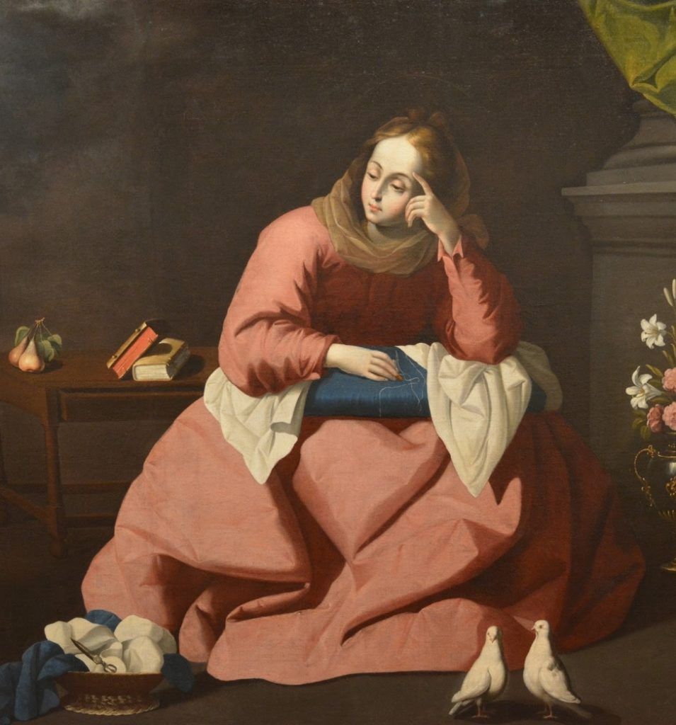 5 Francisco de Zurbarán. Virgen en meditación. Hacia 1635. Óleo sobre lienzo. 137 x 128 cm