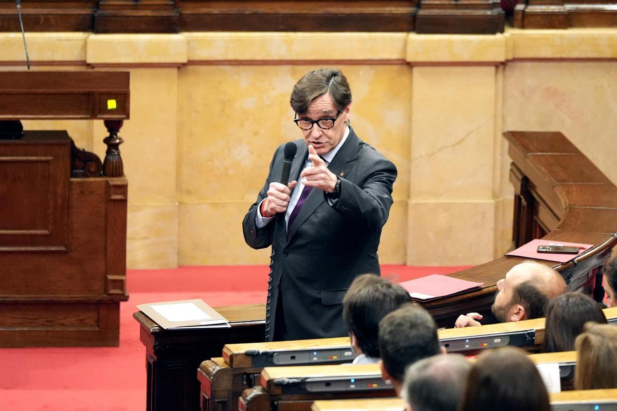 El president de la Generalitat, Salvador Illa, este miércoles en el Parlament.