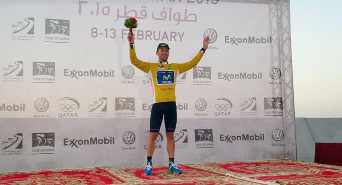 El ciclista murcià José Joaquín Rojas, amb el jersei de líder del Tour de Qatar després de guanyar la primera etapa El ciclista murcià José Joaquín Rojas, amb el jersei de líder del Tour de Qatar després de guanyar la primera etapa