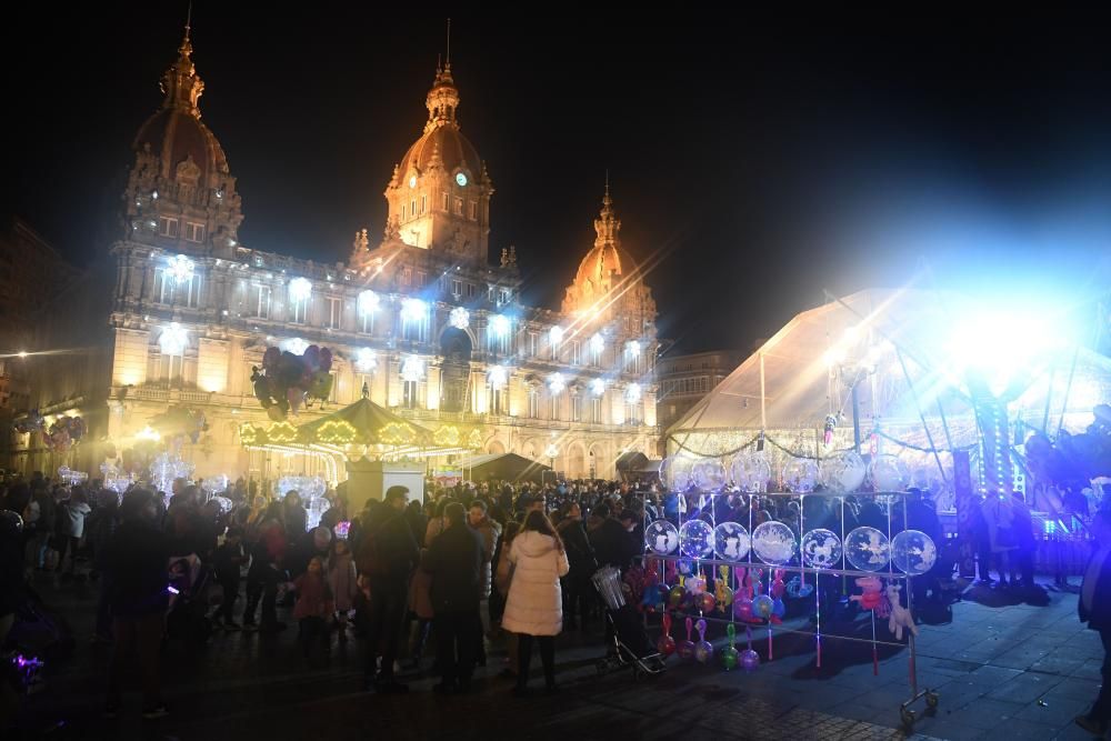 Atracciones navideñas de la plaza de María Pita