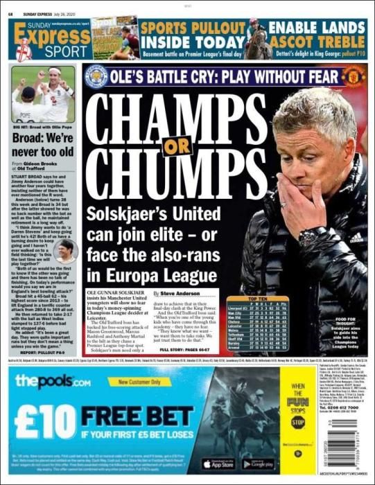 Portada EXPRESS SPORT domingo 26 julio 2020