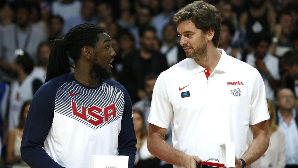 El estadounidense Kenneth Faried y Pau Gasol, durante el Mundial de baloncesto en España de 2014.