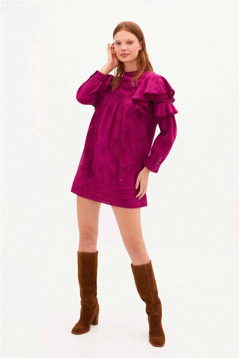 Mini vestido fucsia con volantes de Hoss Intropia