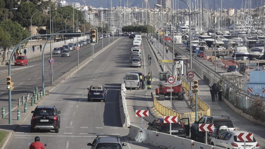 Las fotos del primer día de obras en el Paseo Marítimo de Palma, que se prolongarán durante 20 meses