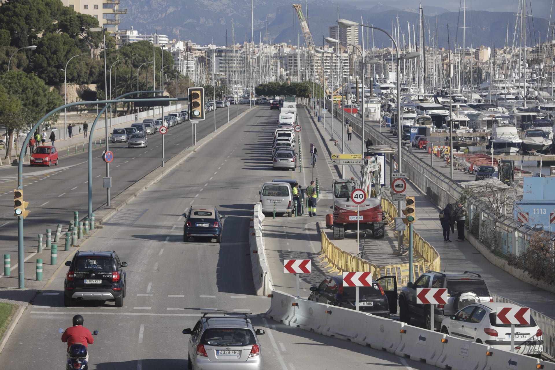 Las fotos del primer día de obras en el Paseo Marítimo de Palma, que se prolongarán durante 20 meses